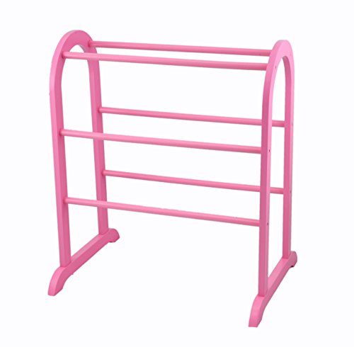 Wooden Quilt and Blanket Rack, 6-Tier Standing Storage Organizer