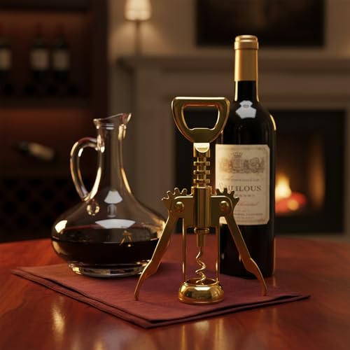 Gold Wine Opener Corkscrew - Elegant Golden Multi-Function Bar Tool