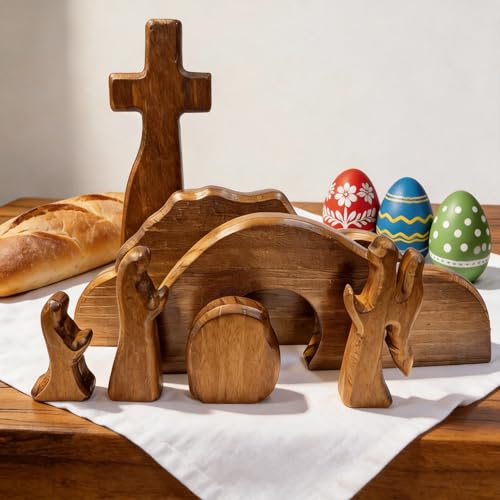 Wooden Empty Tomb Easter Resurrection Scene Tabletop Decor
