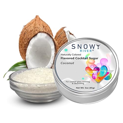 Snowy River Coconut Cocktail Sugar - All-Natural Rimming Sugar for Drinks & Desserts - Vibrant Colors & Gourmet Flavor - 3oz
