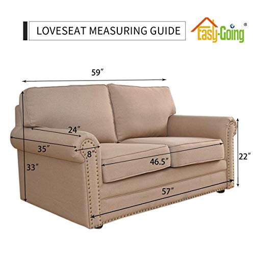 Stretch Loveseat Slipcover - Washable 1-Piece Protector for 2 Cushions