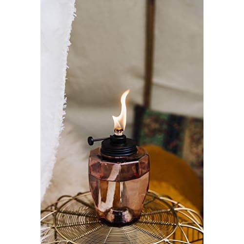 TIKI Adjustable Flame 64" Glass Torch ? Pink Decorative Lighting for Outdoor Lawn, Patio & Garden | Includes Snuffer & Long-Lasting Wick | Weather-Resistant Design