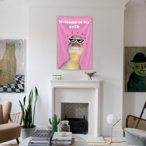 Welcome To My Crib Pink Tapestry Flag 2x3 FT with 4 Brass Grommets