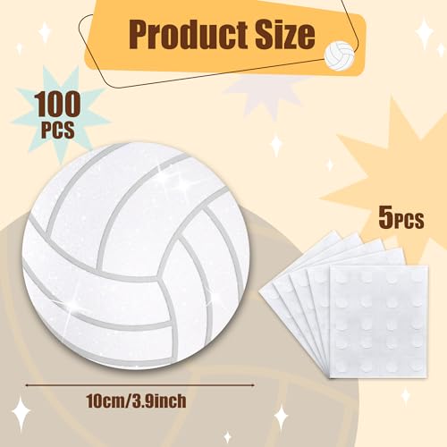 100Pcs Glitter Volleyball Paper Cutouts for Sports Party Decorations