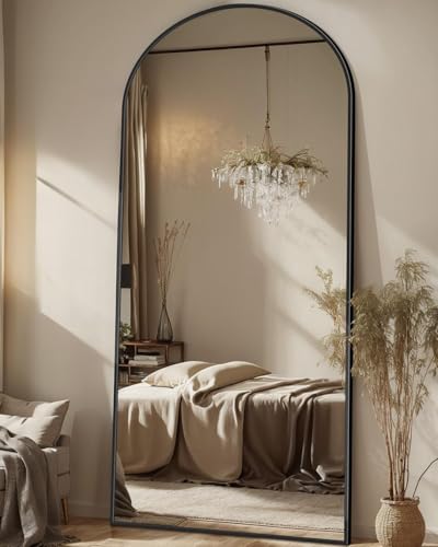 Arched Full Length Floor Mirror 71"x28" Black Metal Frame Wall Mount