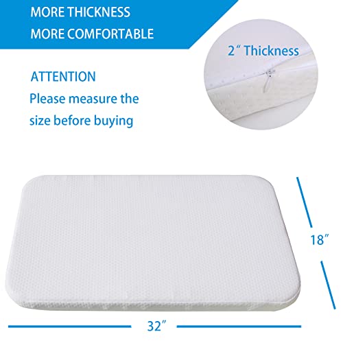 Breathable Baby Bassinet Mattress - 32x18x2 Inch High-Density Foam Pad