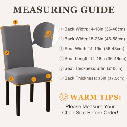 Stretch Dining Chair Covers Set of 4 - Non-Slip Gray Slipcovers