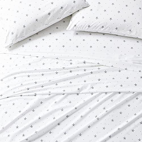 Nautica - Twin Sheet Set, Crisp & Tailored Cooling Sheets with a Smooth Cotton Percale Lightweight Feel - Bed Sheets with Matching Pillowcase & Fitted Sheet (Star Spangled Coastal Navy)