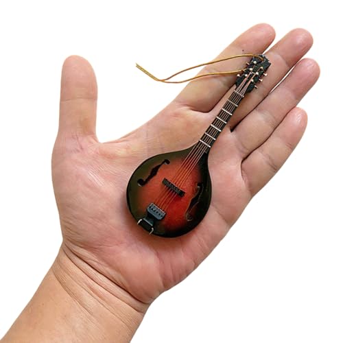 Dselvgvu 4.72" Mandolin Miniature Ornament - Wooden Hanging Décor, Non-Playable