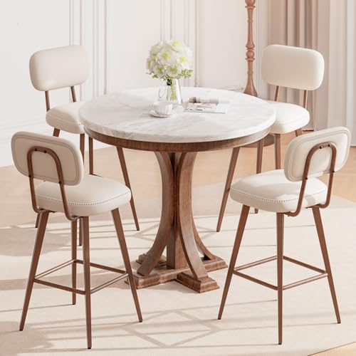 26-Inch Swivel Counter Height Bar Stools, PU Leather Set of 4