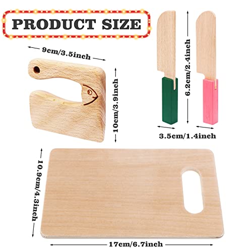 Kids Wooden Knife Set with Cutting Board - Safe Cooking Utensils for Children
