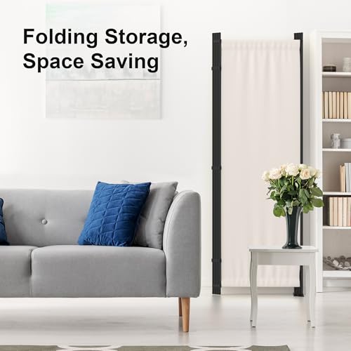 4-Panel Folding Room Divider, 6FT Portable Privacy Screen Partition, White