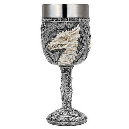Medieval Dragon Skull Chalice, 7oz Stainless Steel Gothic Goblet