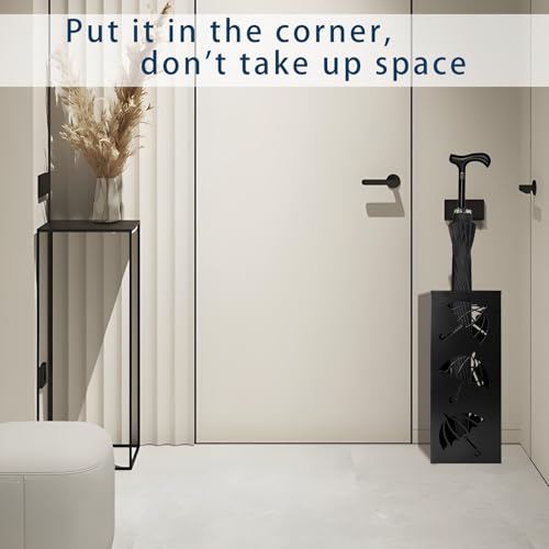 Modern Metal Umbrella Stand - Square Freestanding Entryway Storage Bucket
