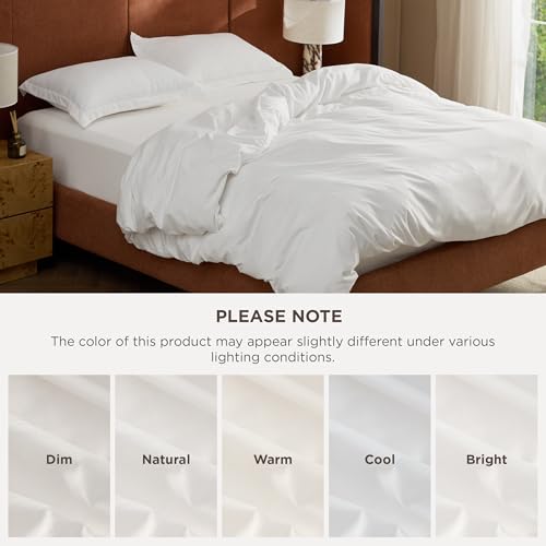 Queen Duvet Cover Set with Deep Pocket Fitted Sheet - 4-Piece White Bedding