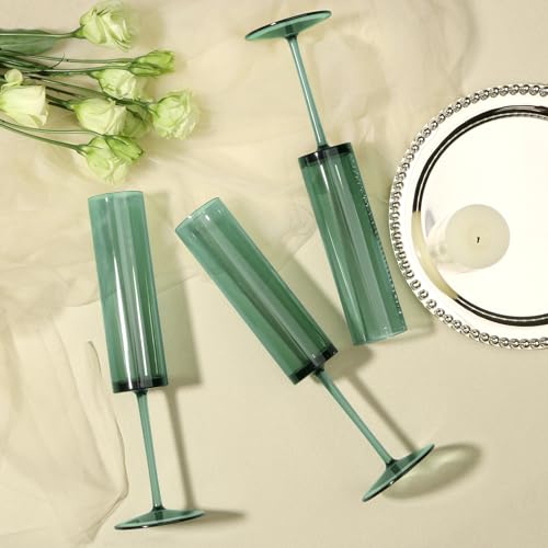 Green Acrylic Wine Glasses Set 24 Pack - Dark Green Champagne & Cocktail Glasses for Weddings & Celebrations