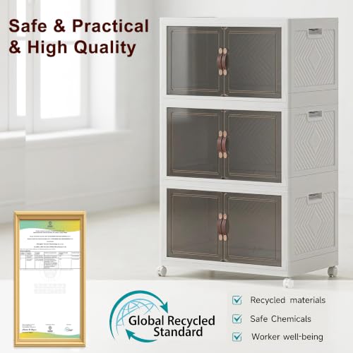 Extra Large Stackable Storage Bins with Lids, Wheels and Clear Doors