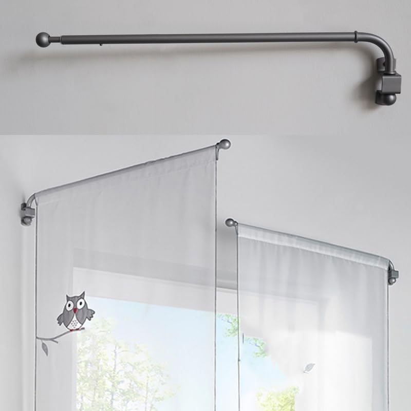 Adjustable Swing Arm Curtain Rods - Set of 2, 15.8 to 27.5 Inch