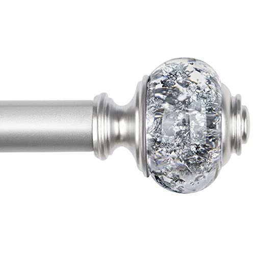 Decorative Curtain Rod Finials, Silver Translucent Ends for 1-Inch Rods