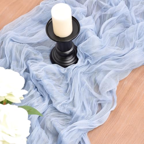 Blue Cheesecloth Table Runner 10ft Rustic Gauze Wedding Table Decor