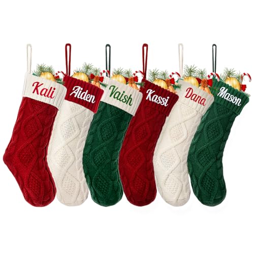 Personalized Cable Knit Christmas Stocking with Custom Name (18 Inch)