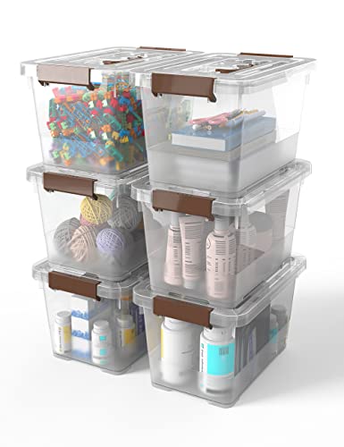 6-Pack Clear 7-Quart Plastic Storage Latch Box with Lid
