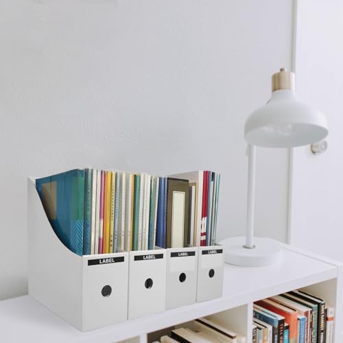 24 Pack White Cardboard Magazine File Holders for Desk and Shelves