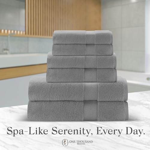 6-Piece Luxury Cotton Bath Towel Set - Absorbent Quick-Dry Bathroom Towels