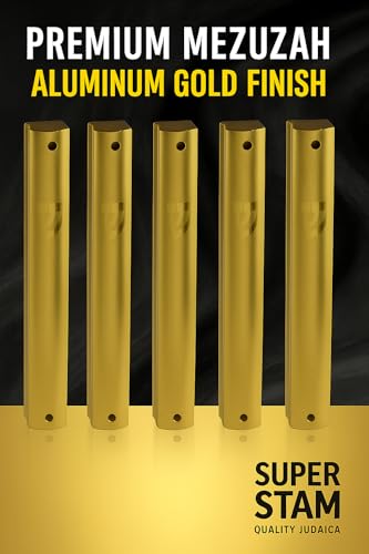 Aluminum Mezuzah Case with Waterproof Rubber Cork - 5 Pack, Silver Shin