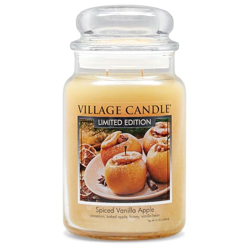 Village Candle Spiced Vanilla Apple, Large Glass Apothecary Jar