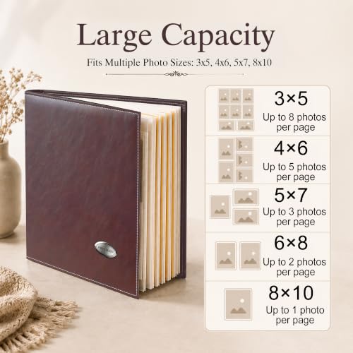 Self-Adhesive Photo Album with PU Leather Cover, 40-Page Scrapbook Album