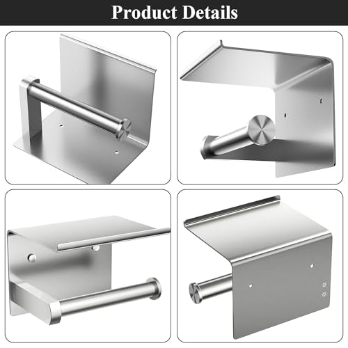 Wall Mounted Toilet Paper Holder with Phone Shelf, Brushed Nickel