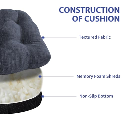 Memory Foam Dining Chair Cushions, 15.5-inch Non-Slip Seat Pads (Set of 4)