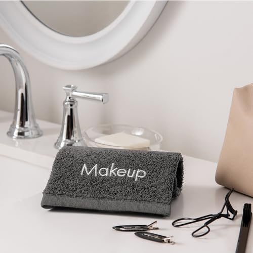 100% Cotton Makeup Remover Washcloths, Reusable Face Towels - 6 Pack, Grey