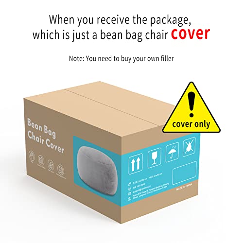 5ft Bean Bag Chair Cover - Soft Fluffy PV Velvet Lazy Sofa Bed (No Filler)