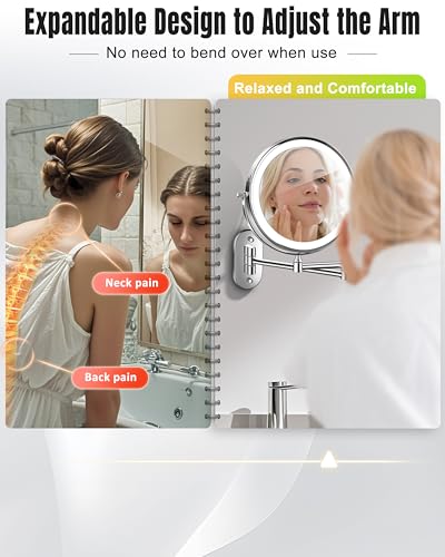 Vpu 8 Inch Wall Mounted Magnifying Makeup Mirror with Light - Chrome, 30X/1X
