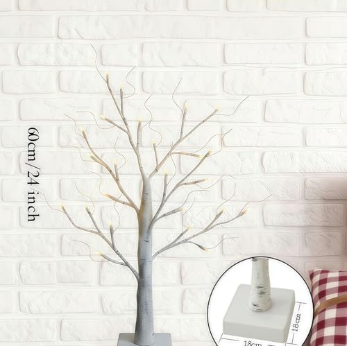2-Pack 2ft Pre-Lit Birch Trees with Warm White LEDs - Tabletop Decor
