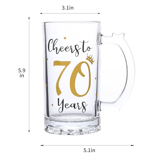 70th Birthday Beer Glass - 18 Ounce Cheers to 70 Years Anniversary Gift