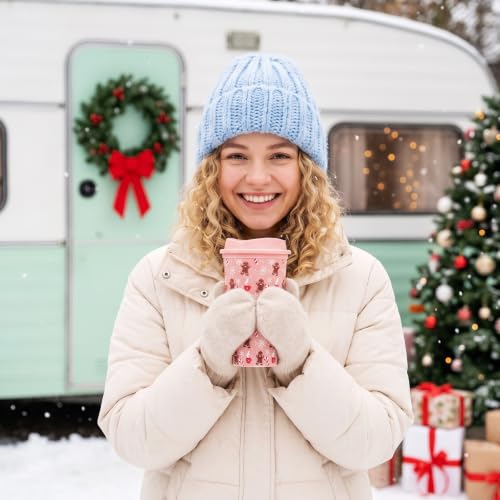 36 Pack Christmas Coffee Cups with Lids, 16oz, Pastel Assorted Patterns - Acellegic