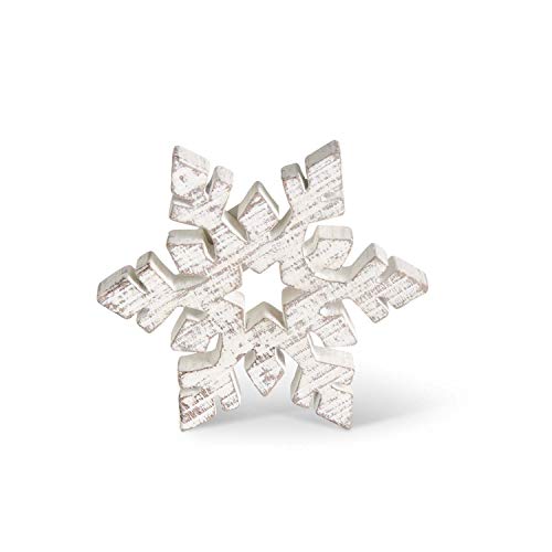 Set of 3 Small Whitewashed Wooden Snowflakes Home Decor