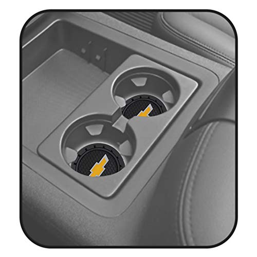 Plasticolor Chevrolet Bowtie Gold Cup Holder Coaster Black - Auto Accessory