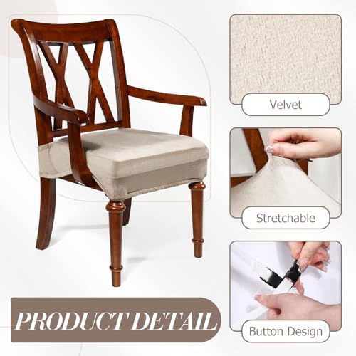 Large Dining Chair Seat Covers with Armrests - 2 Pack, Taupe