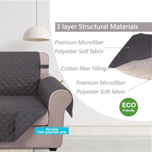 Reversible Recliner Chair Cover - Dark Grey, 23" Armchair Protector, Washable & Water Repellent