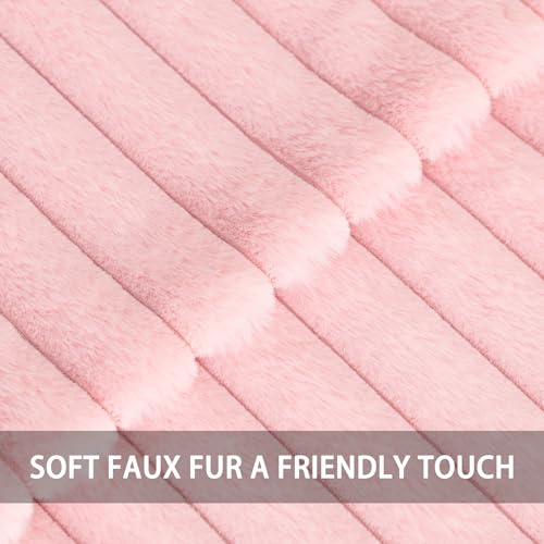 Aegero Pink Faux Fur Throw Pillow Covers 18x18 - Set of 2 Plush Cushion Covers