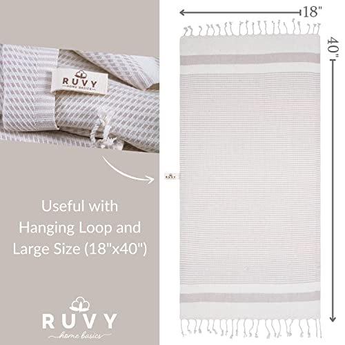 Turkish Cotton Hand Towels Set of 2 - 16x40 Inch Quick-Dry Decorative Towels