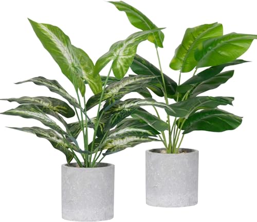 16-Inch Artificial Potted Plants, 2-Pack Faux Greenery for Desk Decor