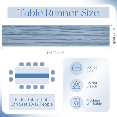 10 Pack Dusty Blue Cheesecloth Table Runners 17 x 108 Inch Boho Gauze Decor