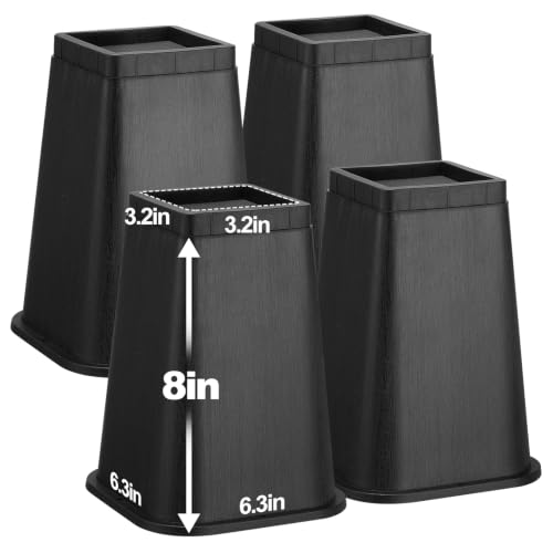 Heavy-Duty Bed Risers - 8 Inch, Non-Slip, Supports 3000 lbs, 4 Pack