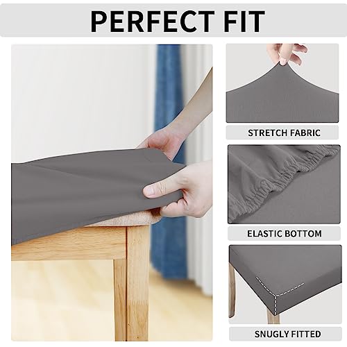 Waterproof Dining Chair Seat Covers - Set of 4, Light Gray
