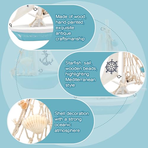 Mini Wooden Sailboat Model Set - 2 Pcs Nautical Home Decor for Desktop